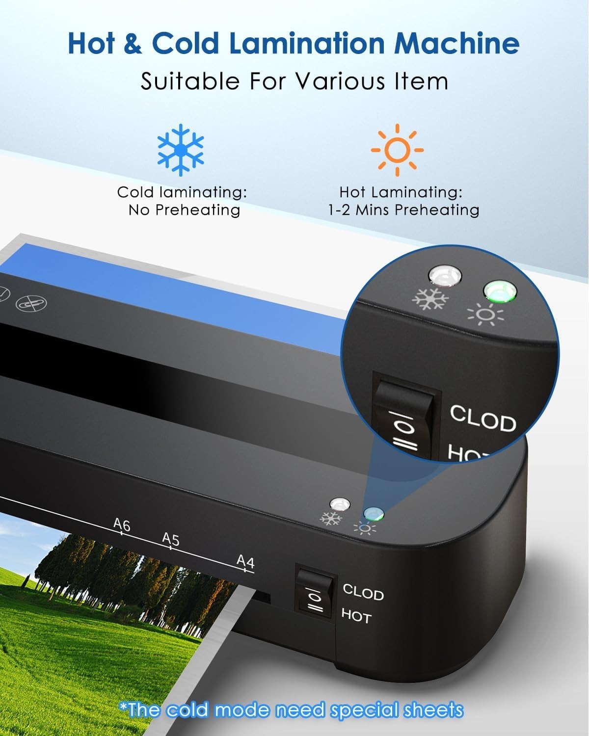 A4 Thermal Laminator Machine Fast Warm Up Hot Cold + Trimmer Kit