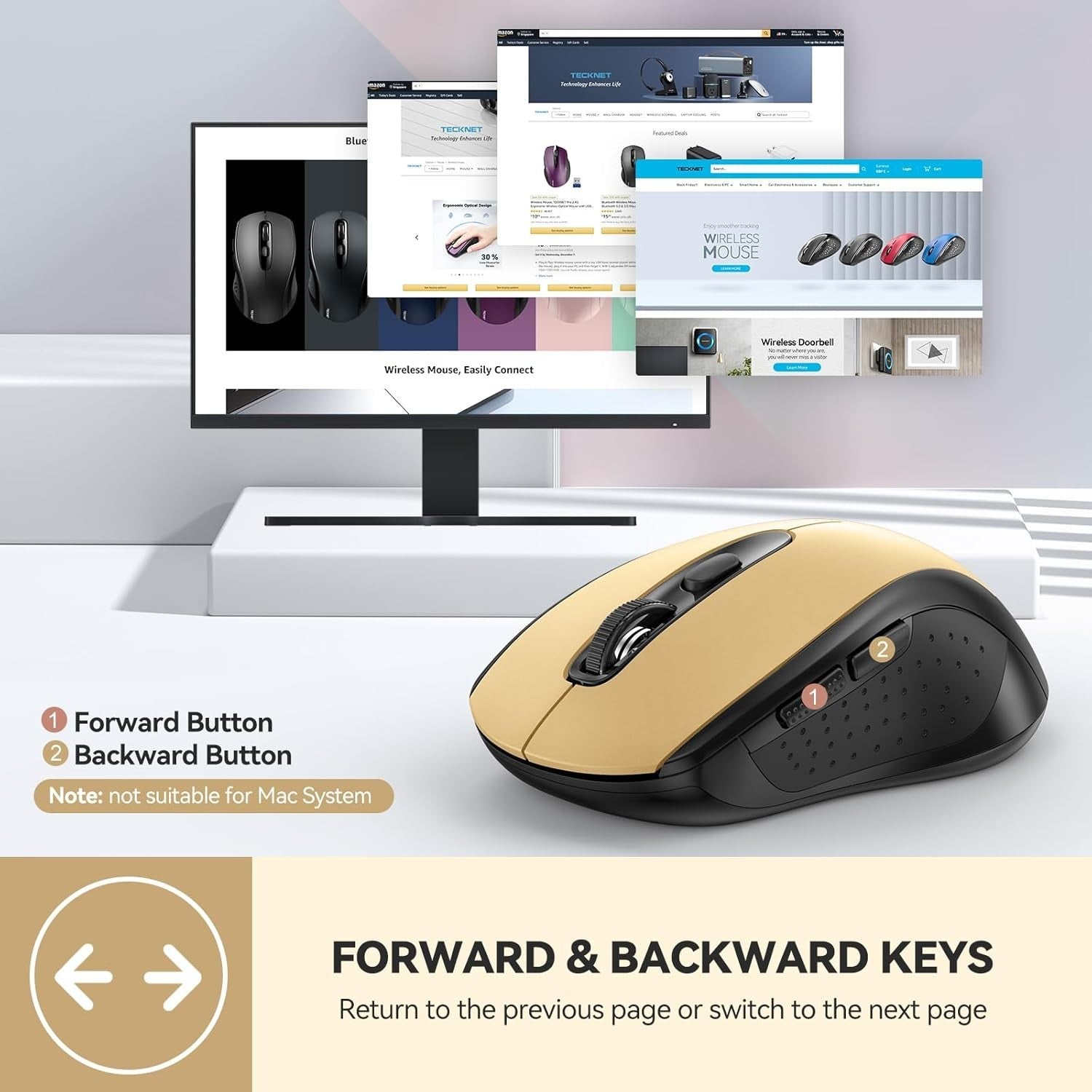 Luxury Gold Wireless Mouse 4000 DPI Dual Mode Ergonomic Long Battery Life