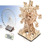 DIY 3D Wooden Ferris Wheel Puzzle Kit – STEM Model, Solar Powered Toy