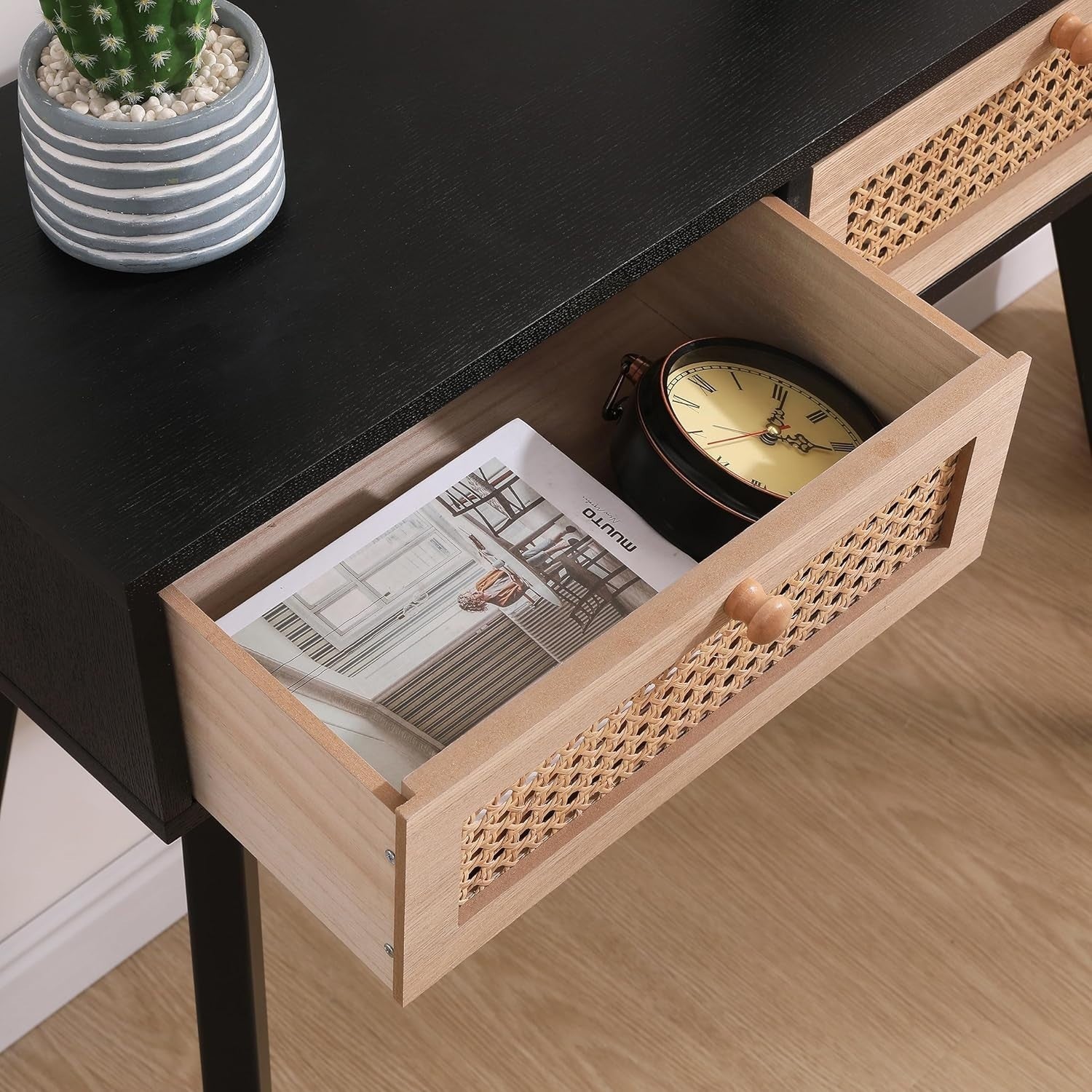 Modern Console Table with 2 Drawers & Pine Wood Legs – Stylish Storage & Display