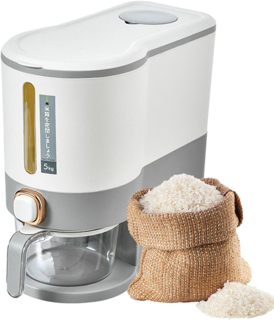10KG Rice Dispenser with Measuring Cup Automatic Kitchen Storage Bin