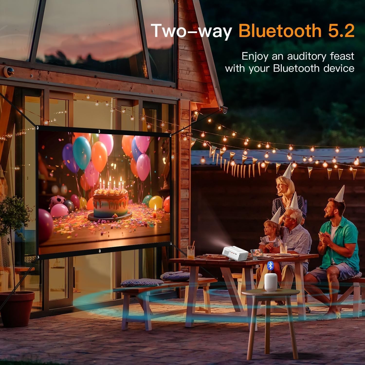 1080P 4K WiFi Bluetooth Projector 20000 Lumens 6D Keystone Home Cinema