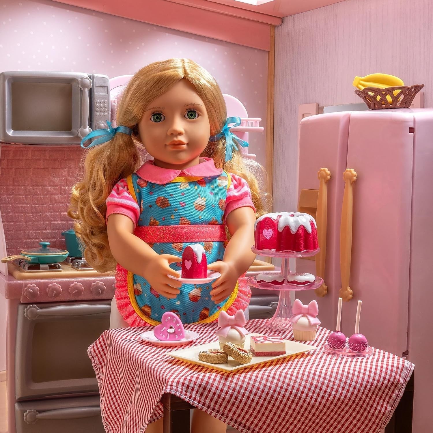 18-Inch Baker Doll Blonde Hair Green Eyes Chef Outfit Baking Set