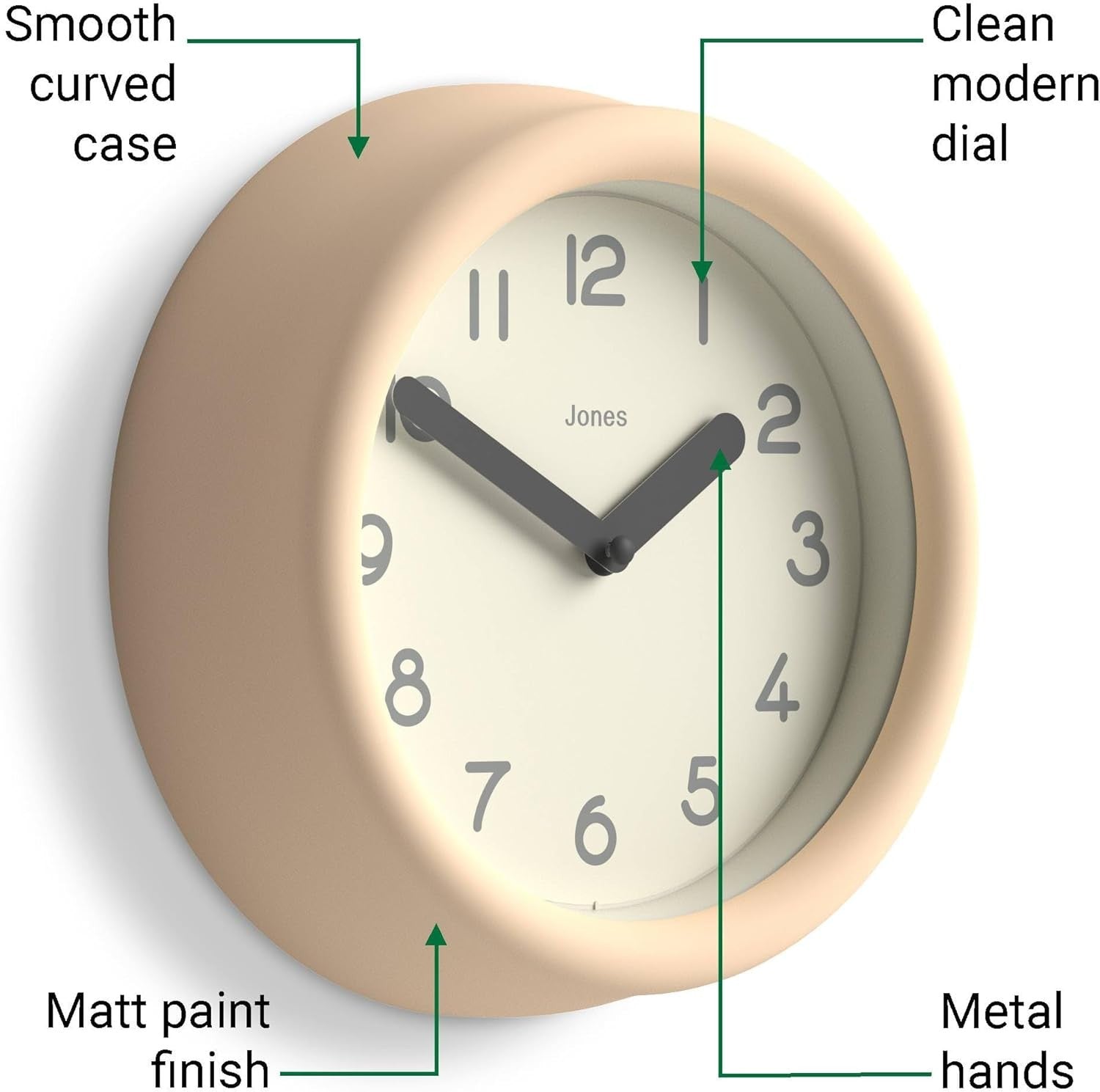 Small Beige Wall Clock 22cm Modern Silent Quartz Round Minimalist Home Decor