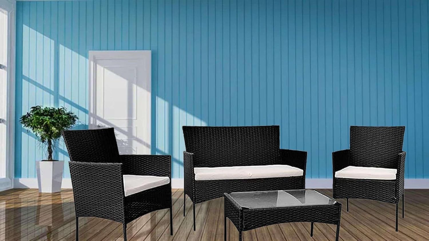 Rattan Garden Furniture Set 4 Seater Outdoor Sofa Chairs Table Patio