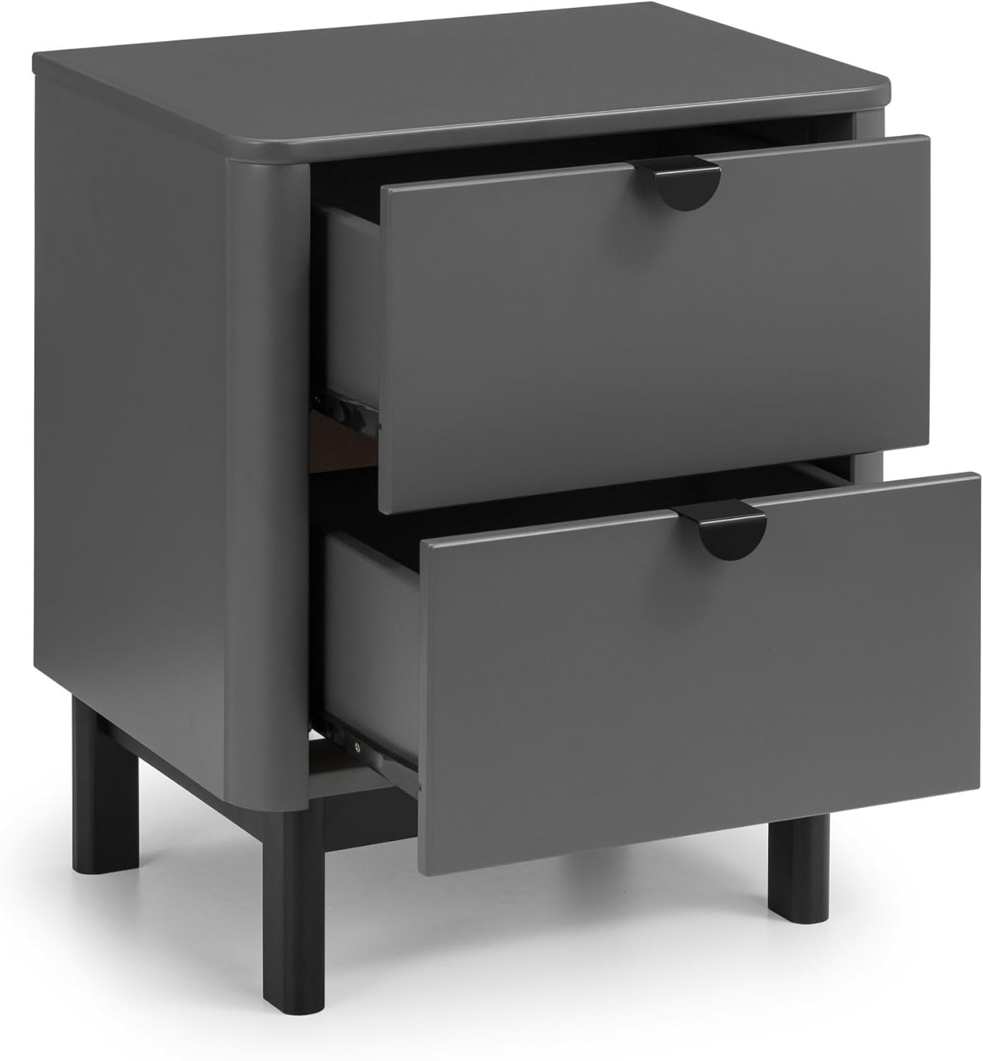 Modern Grey 2 Drawer Bedside Table – Sleek Wooden Nightstand Storage Unit