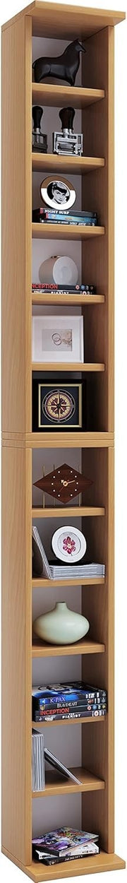 CD DVD Storage Tower Rack Holds 204 CDs 72 DVDs Beech Shelf