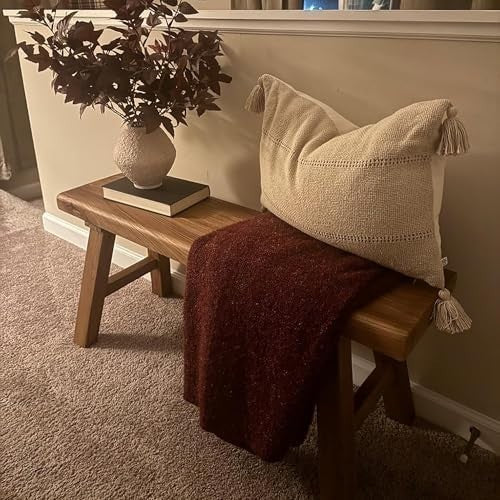 Farmhouse Solid Wood Bench, Rustic Natural Dining & Entryway Seat 180cm