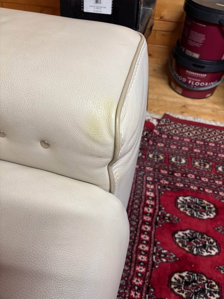 Cream Leather Comfy Cosy Corner Sofa (PTP)
