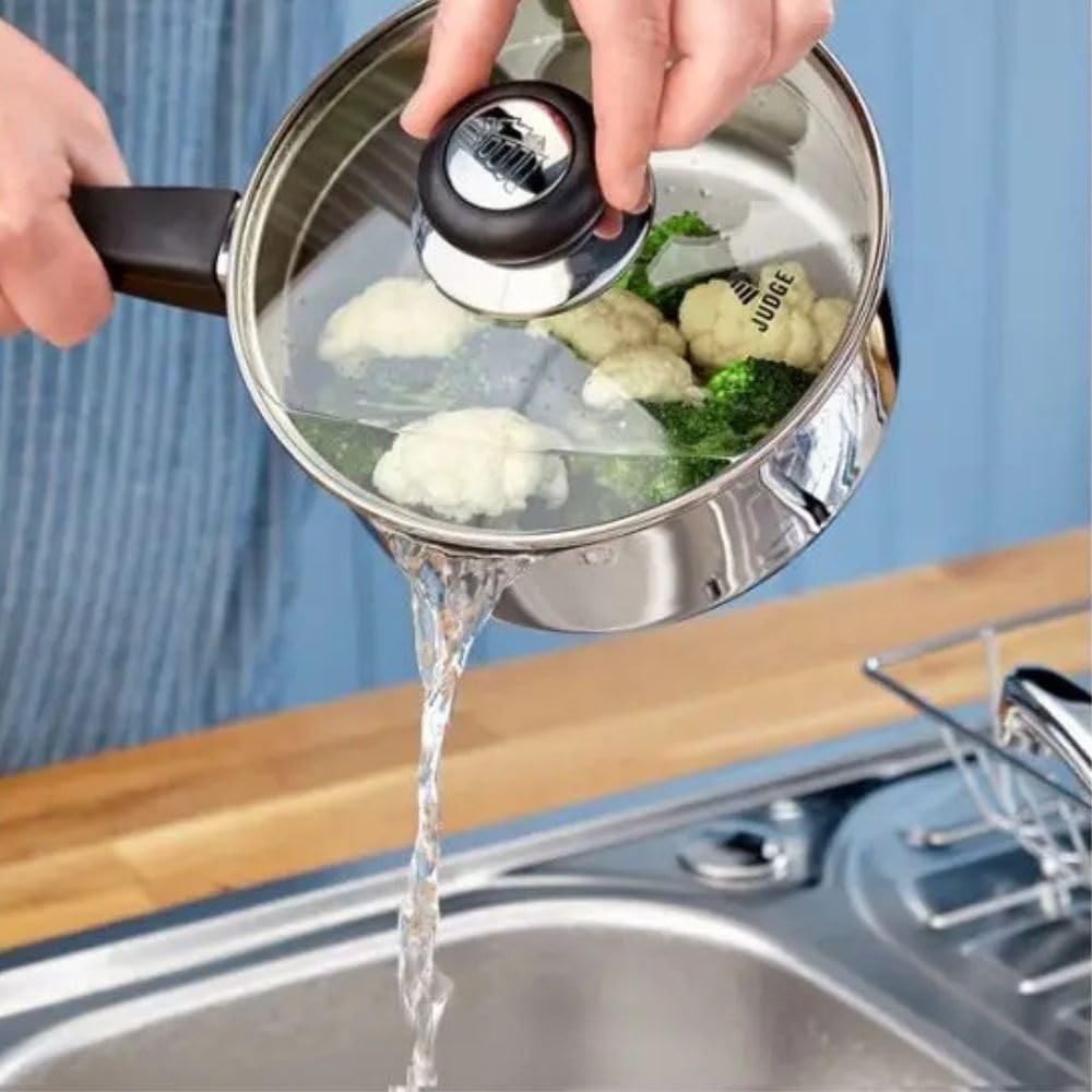 3Pcs Stainless Steel 16 18 & 20cm Saucepan Set with Strainer Lids Induction Safe