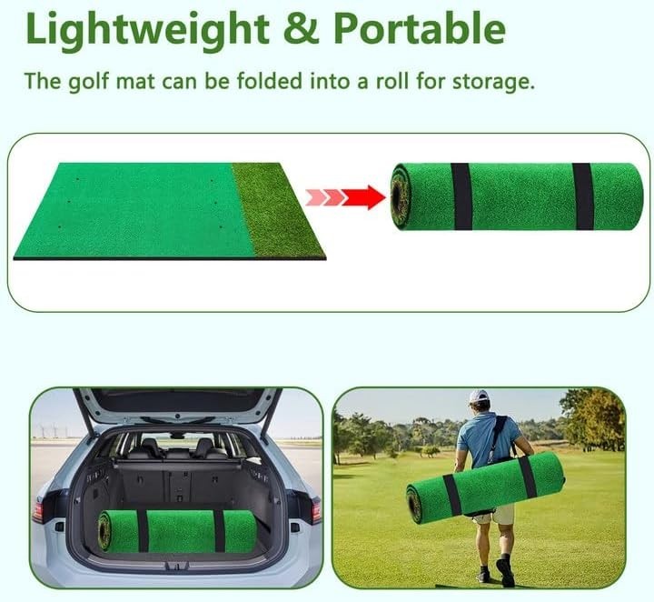 Golf Hitting Mat Practice Turf 5x4ft Indoor Outdoor Training Mat Set