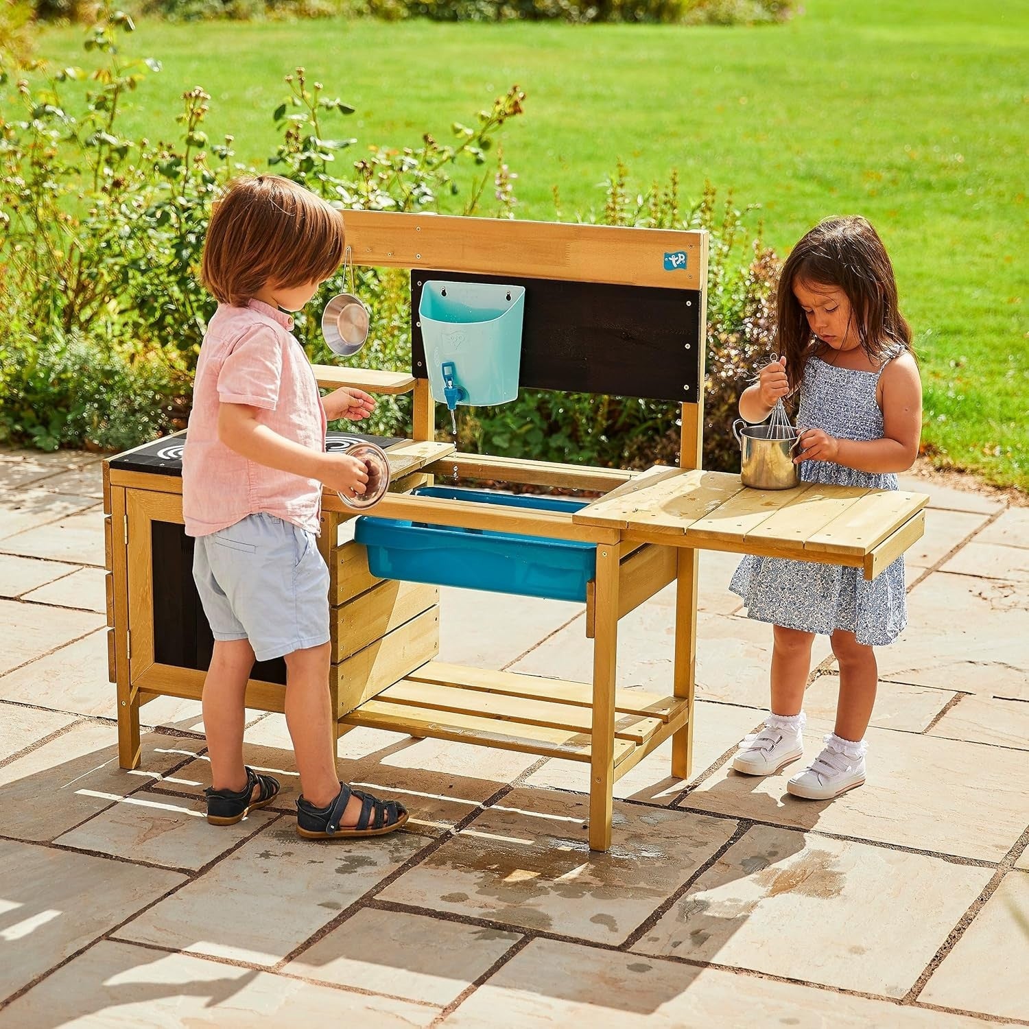 Outdoor Wooden Mud Kitchen Kids Garden Playset Water Sink Accessories