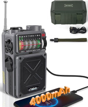 Portable Shortwave Radio NOAA AM FM Solar Crank Bluetooth