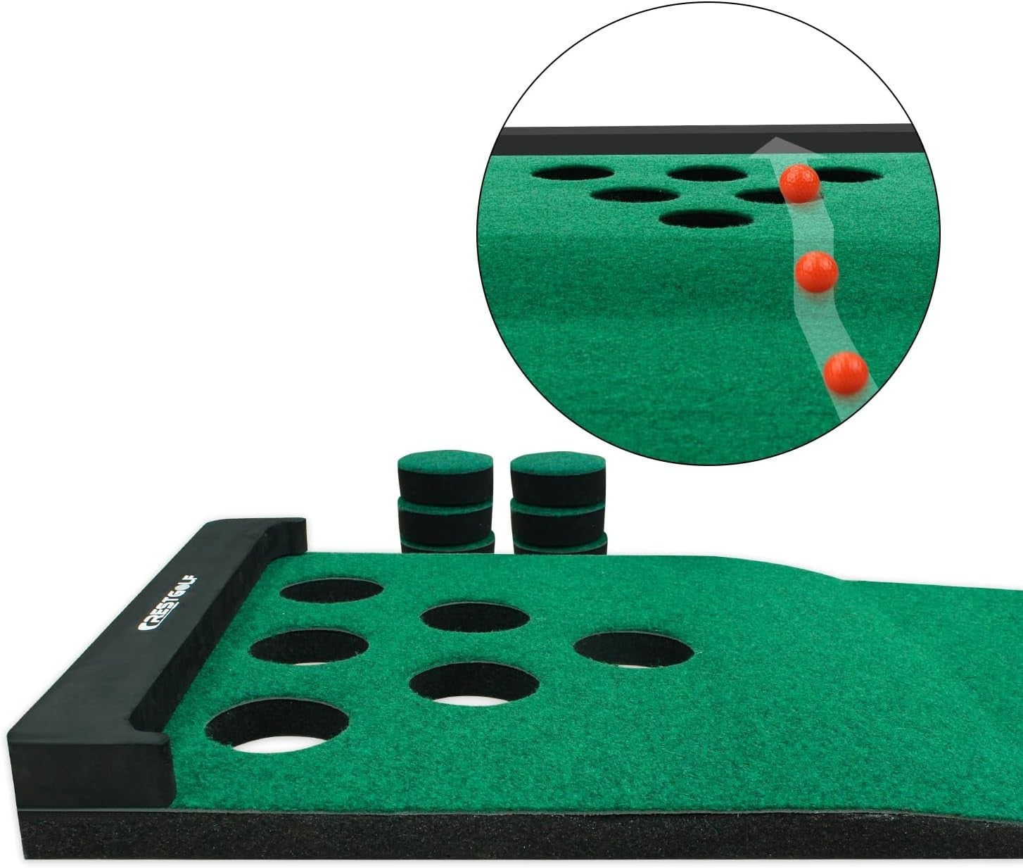Golf Putting Mat Indoor Practice Green w/ 2 Putters & 6 Balls