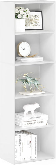 5 Tier Reversible Bookcase Storage Open Shelf Compact Organizer Bookshelf White