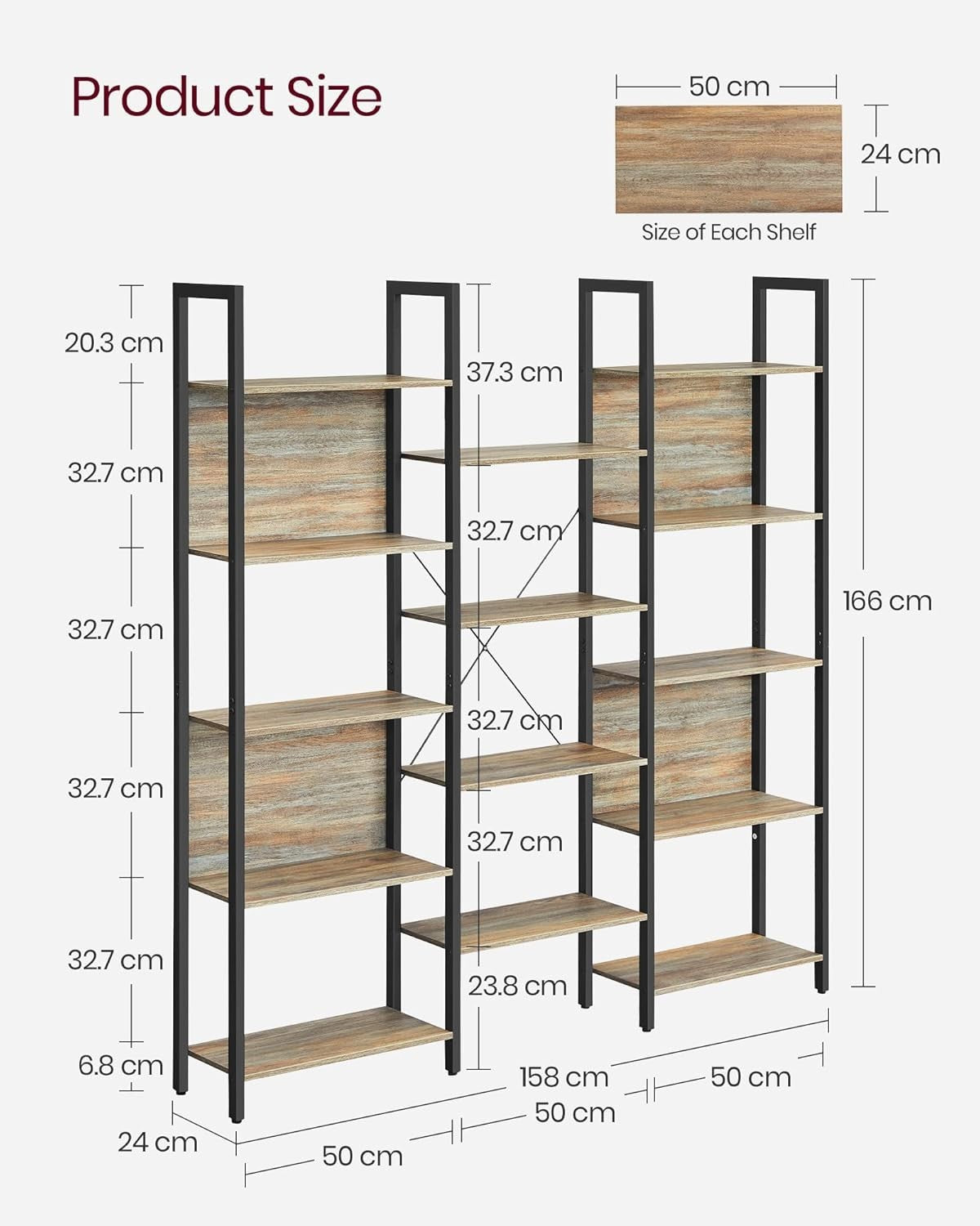 14 Shelf Industrial Bookcase Turquoise Brown Metal Frame Storage Display Unit