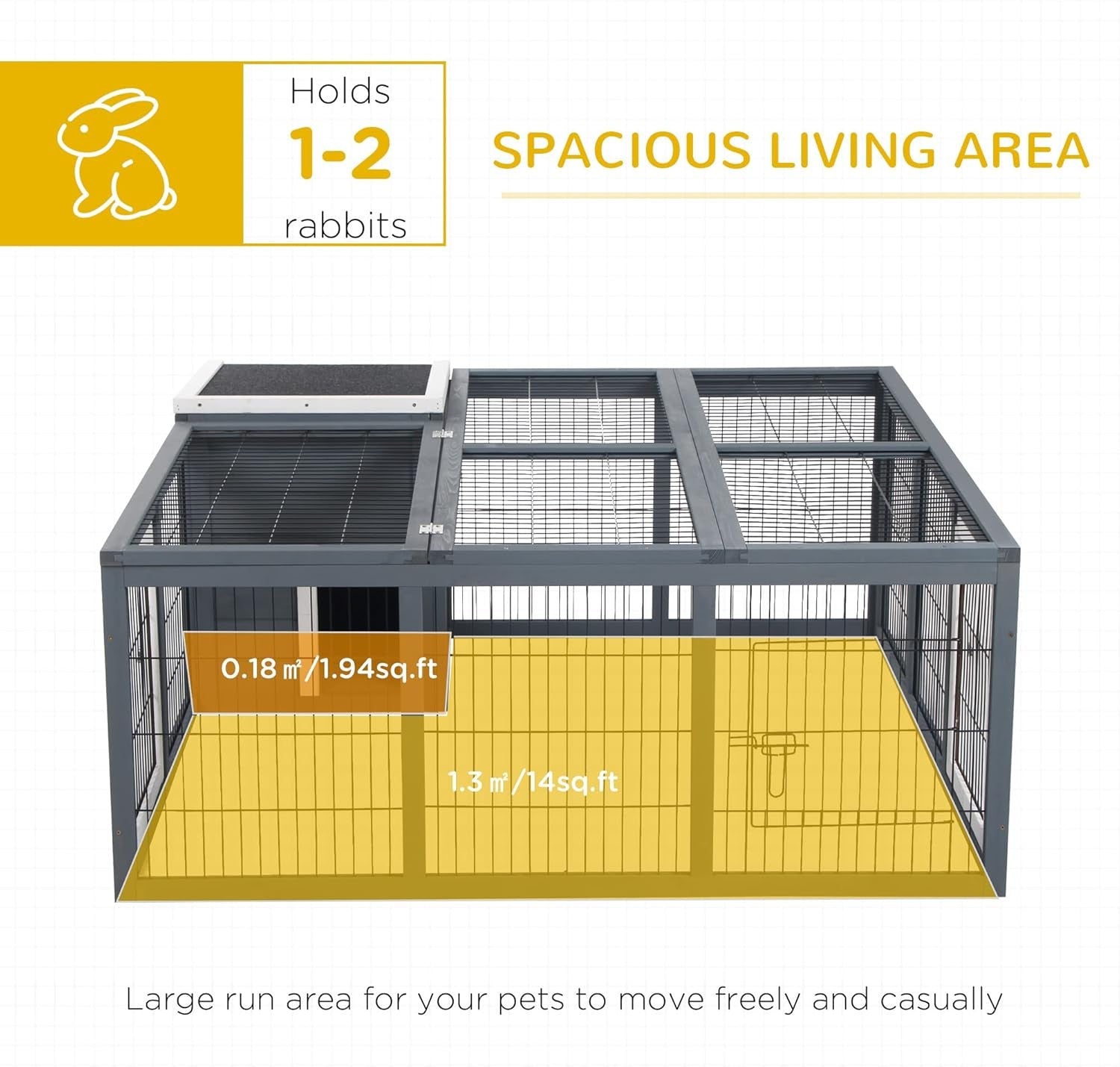 Large Rabbit Run Cage with Openable Top Outdoor Guinea Pig Enclosure