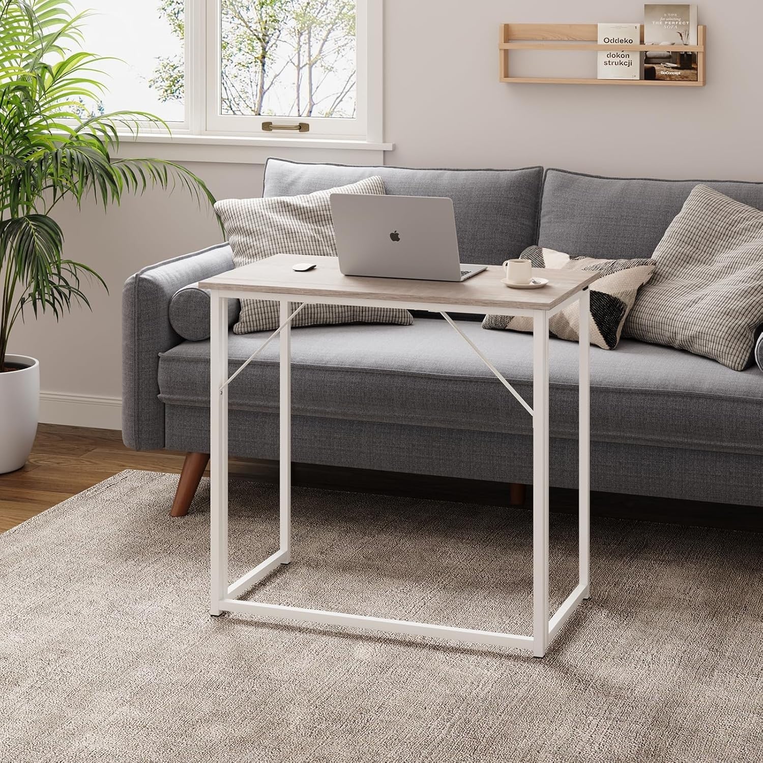 Folding Computer Desk Small Space Home Office Study Writing Table Oak