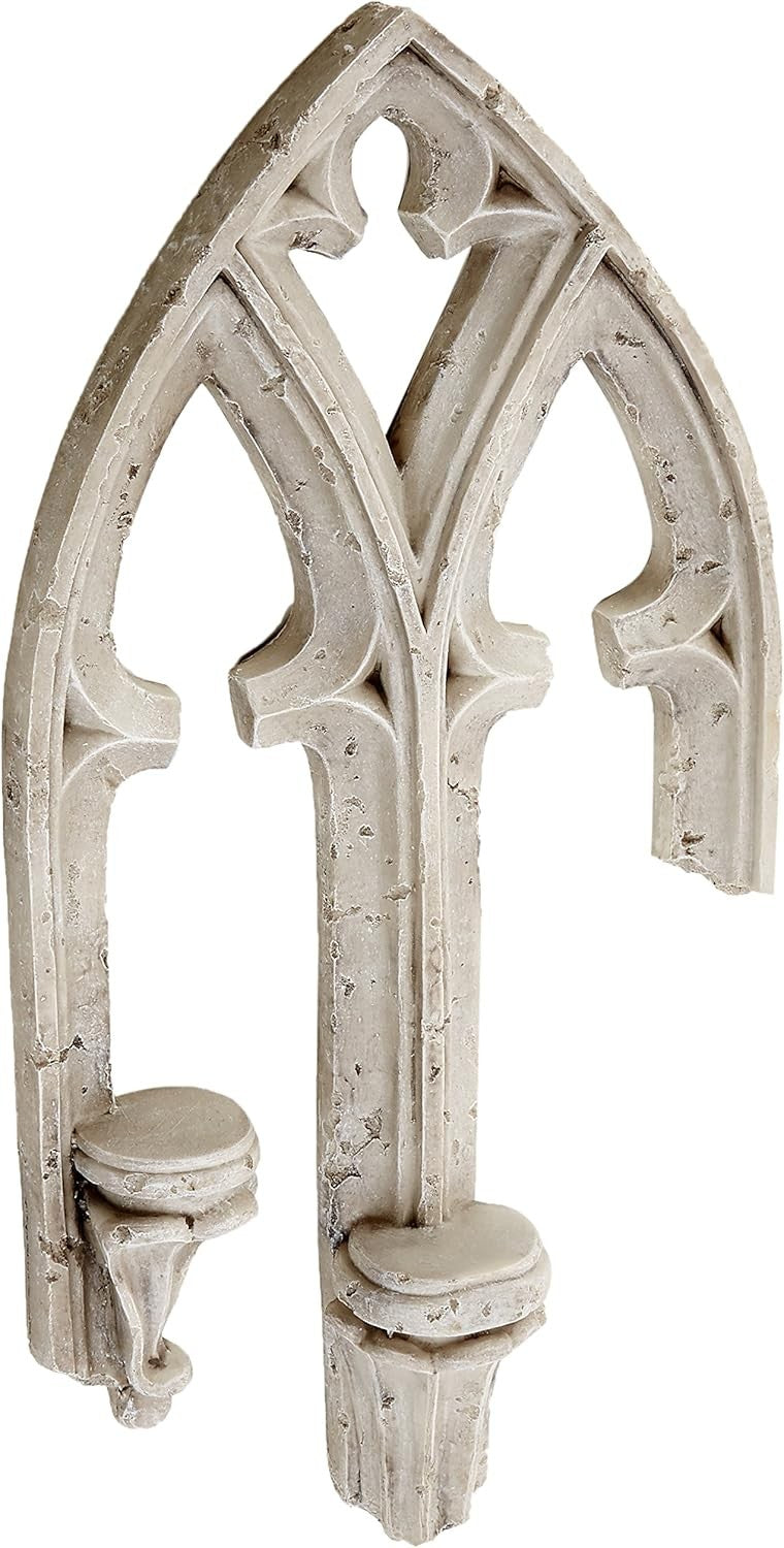 Gothic Arch Wall Sculpture Antique Stone Effect 76cm Decor