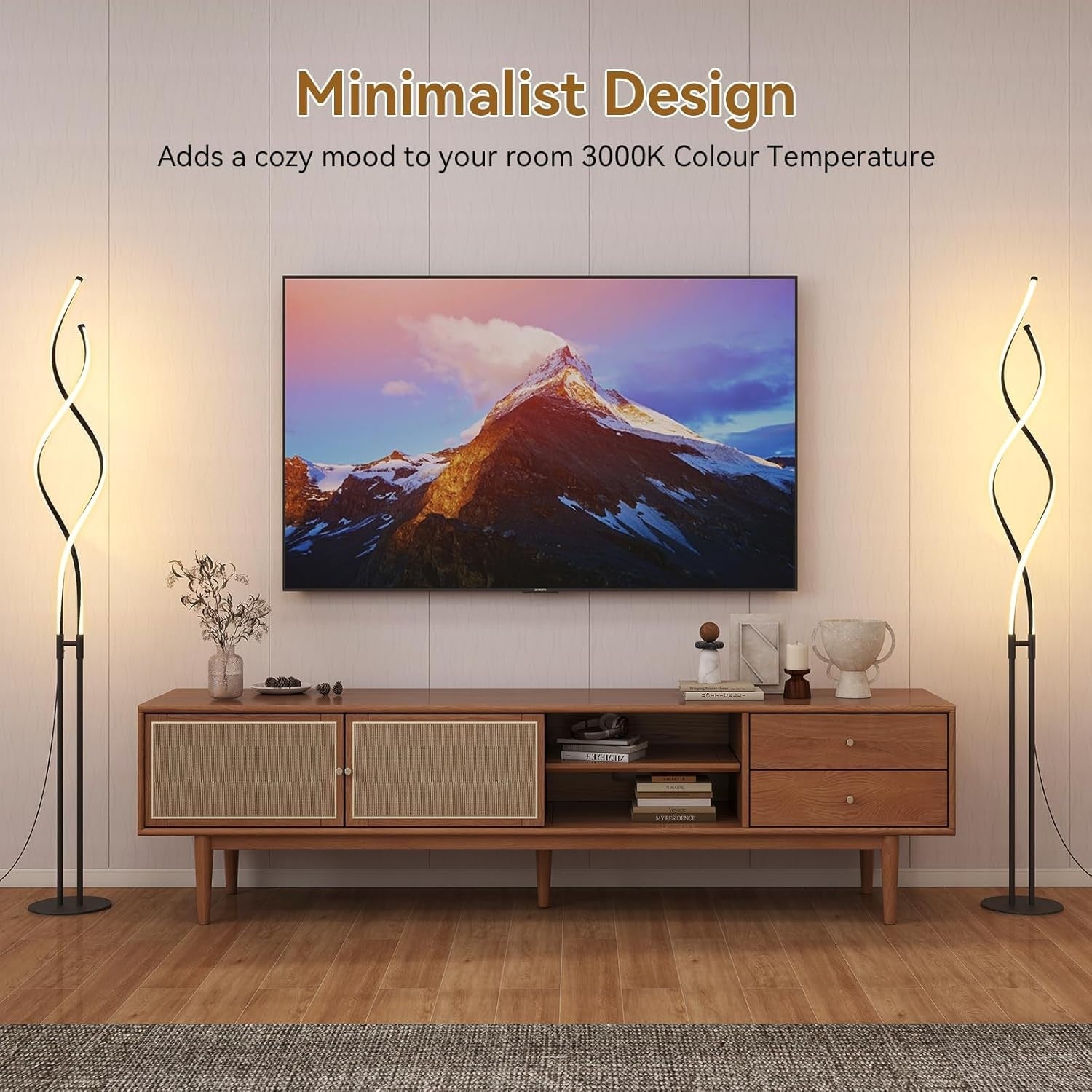 LED Spiral Floor Lamp Dimmable Corner Standing Light Modern Tall Lamp