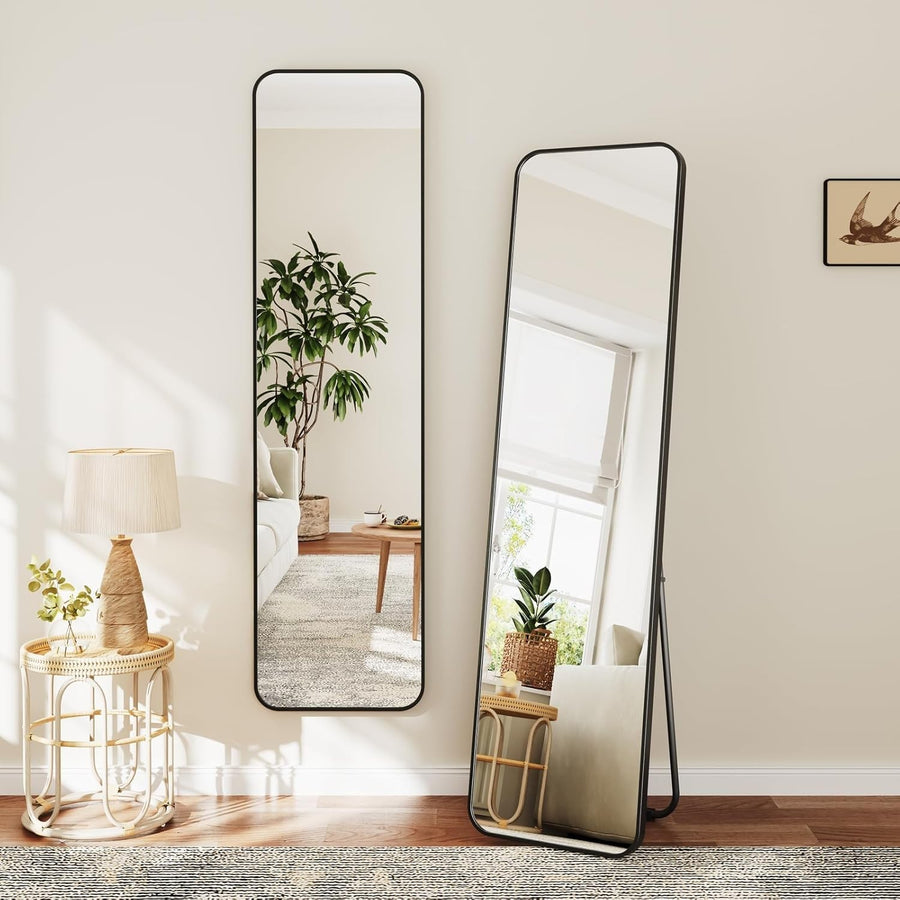 Full Length Rectangular Floor Mirror 150x40cm, Rounded Corners, Freestanding
