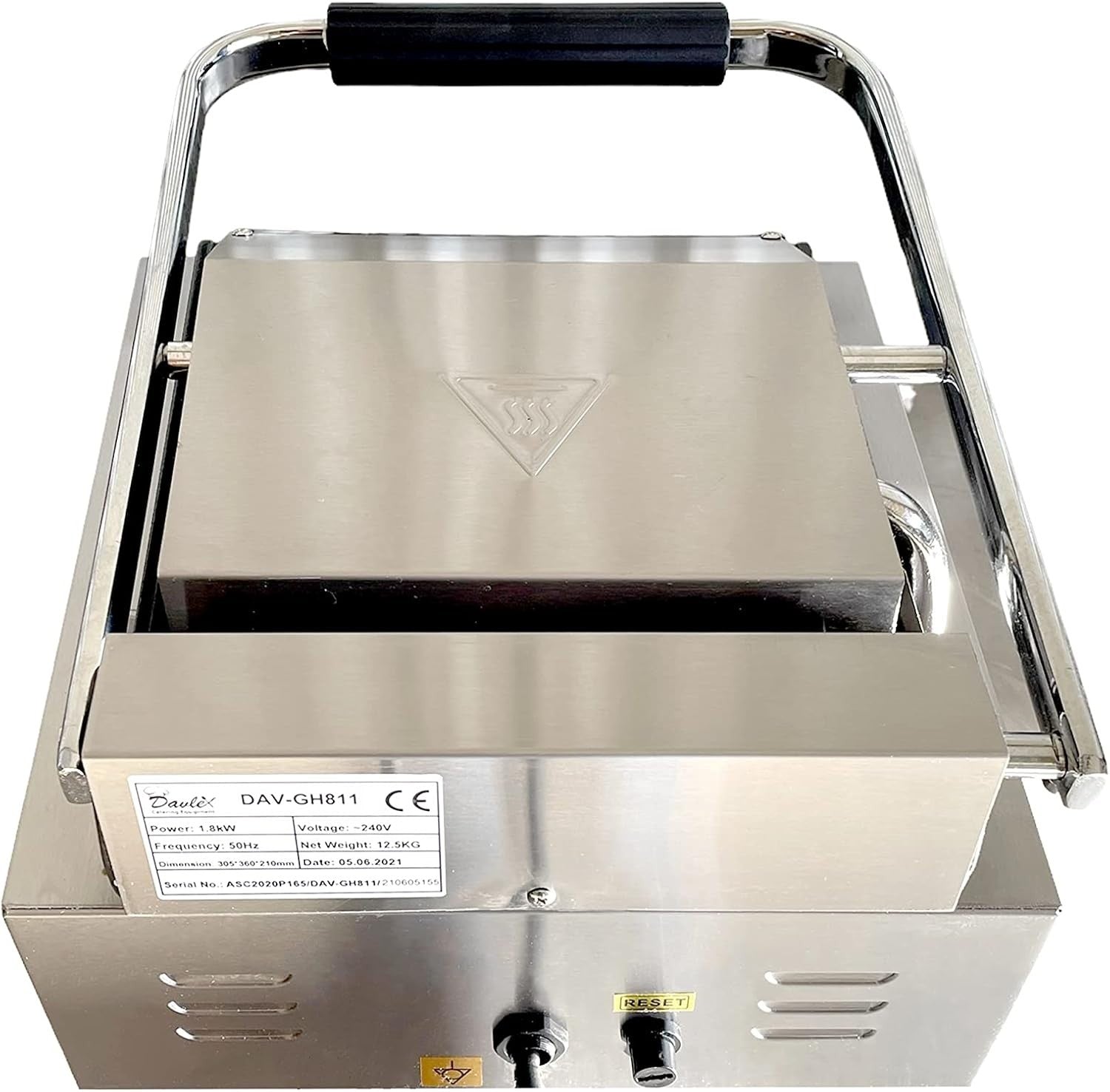 Commercial Electric Panini Press Grill Temperature Control Ribbed Flat
