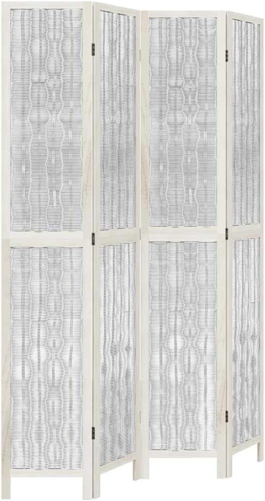 4 Panel White Wooden Folding Room Divider Screen – Privacy Partition for Bedroom