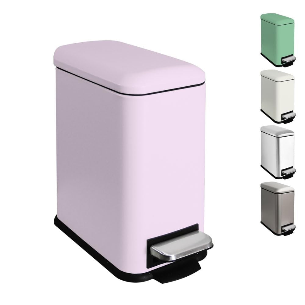 5L Bathroom Pedal Bin Soft Close Stainless Steel Pink
