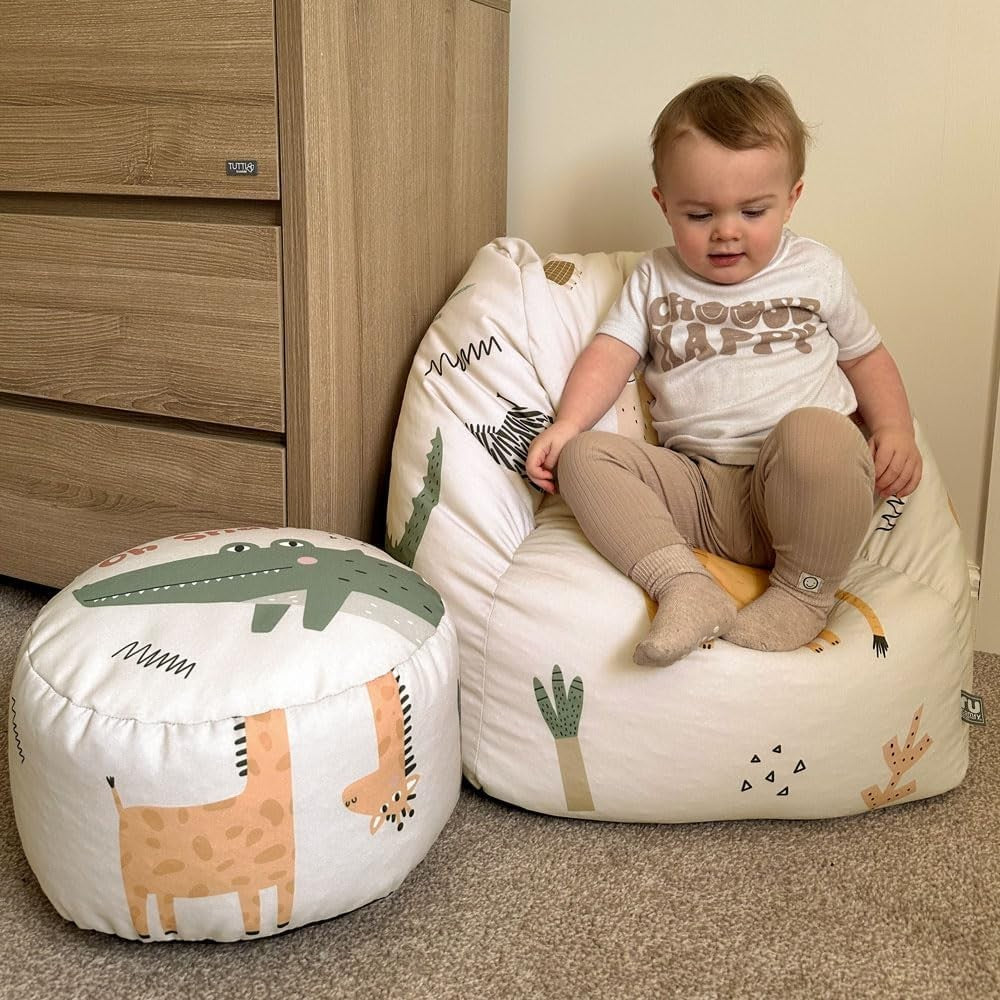 Kids Safari Bean Bag Chair with Filling – Toddler Seat for Bedroom