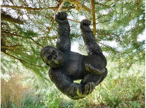 Large 66cm Climbing Gorilla Hanging Garden Ornament Outdoor Resin Statue Decor