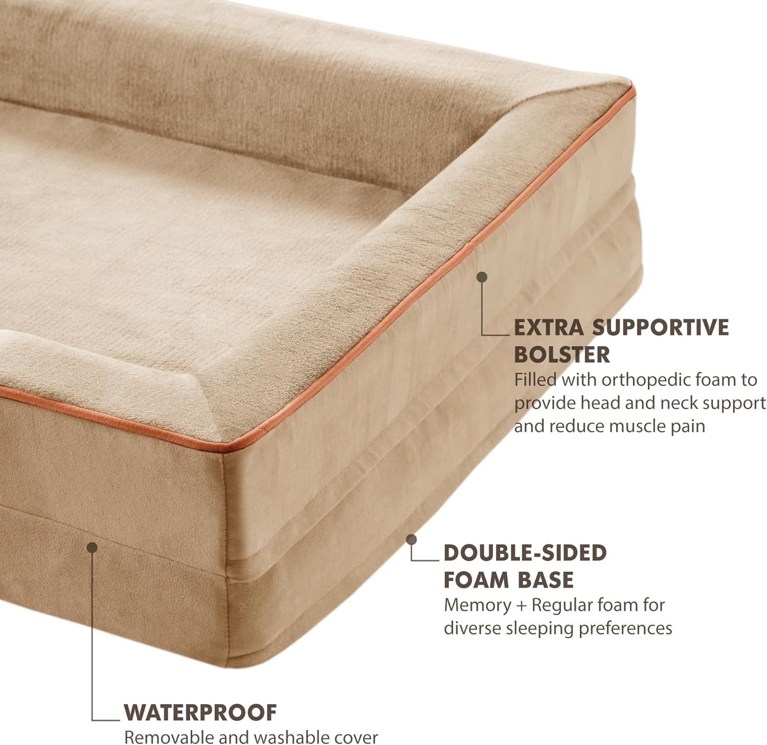 Codi Extra Large Orthopedic Memory Foam Dog Bed Washable Sofa U-Shape 106cm