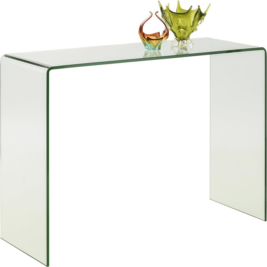 Clear Glass Console Table with Chrome Legs, Sleek Modern Entryway Desk