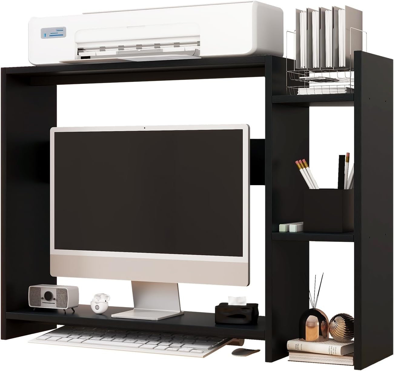 2-Tier Desktop Bookshelf 94cm Desk Shelf Organiser Monitor Riser Space-Saving