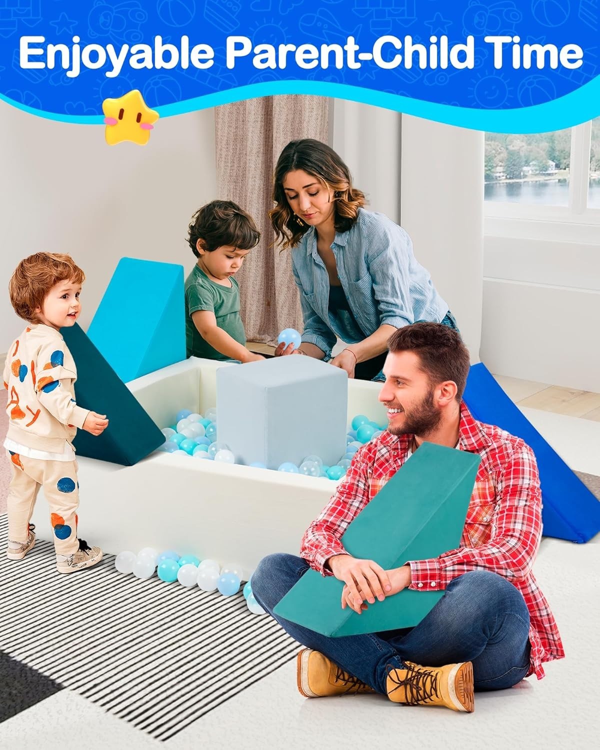 Modular Kids Play Sofa with Square Ball Pit – Puzzle Couch for Creative Play