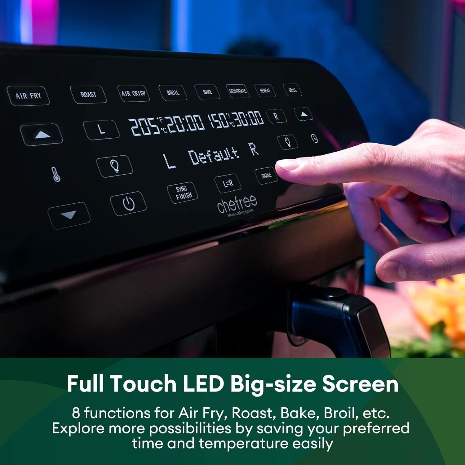 8L Dual Drawer Air Fryer with Viewing Windows  8-in-1 Touch Smart Cooker Low Fat