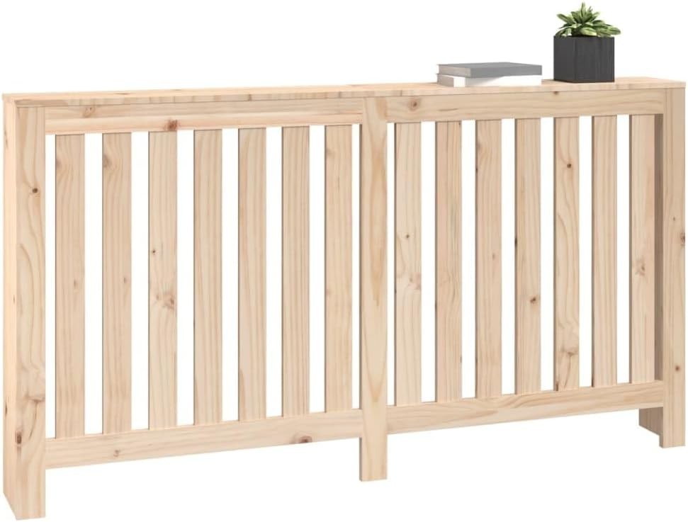Radiator Cover Slatted Wood Shelf 153x19x84cm Natural Finish | Easy Assembly