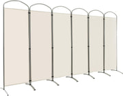 6 Panel Cream Folding Room Divider Privacy Screen for Bedroom Office 188cm High