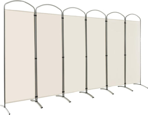 6 Panel Cream Folding Room Divider Privacy Screen for Bedroom Office 188cm High
