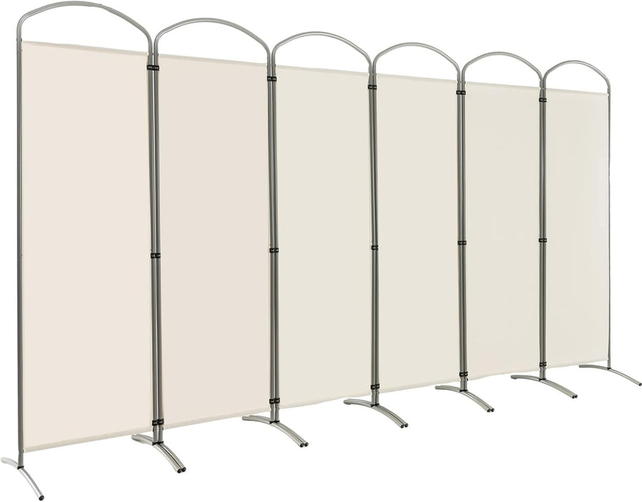 6 Panel Cream Folding Room Divider Privacy Screen for Bedroom Office 188cm High