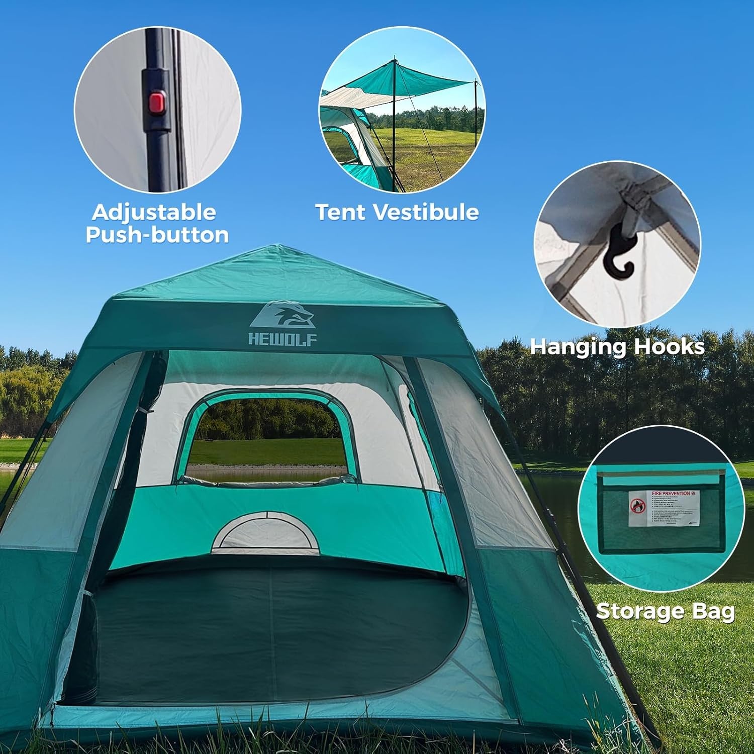 4 Person Instant Pop Up Camping Tent Waterproof Cabin Shelter