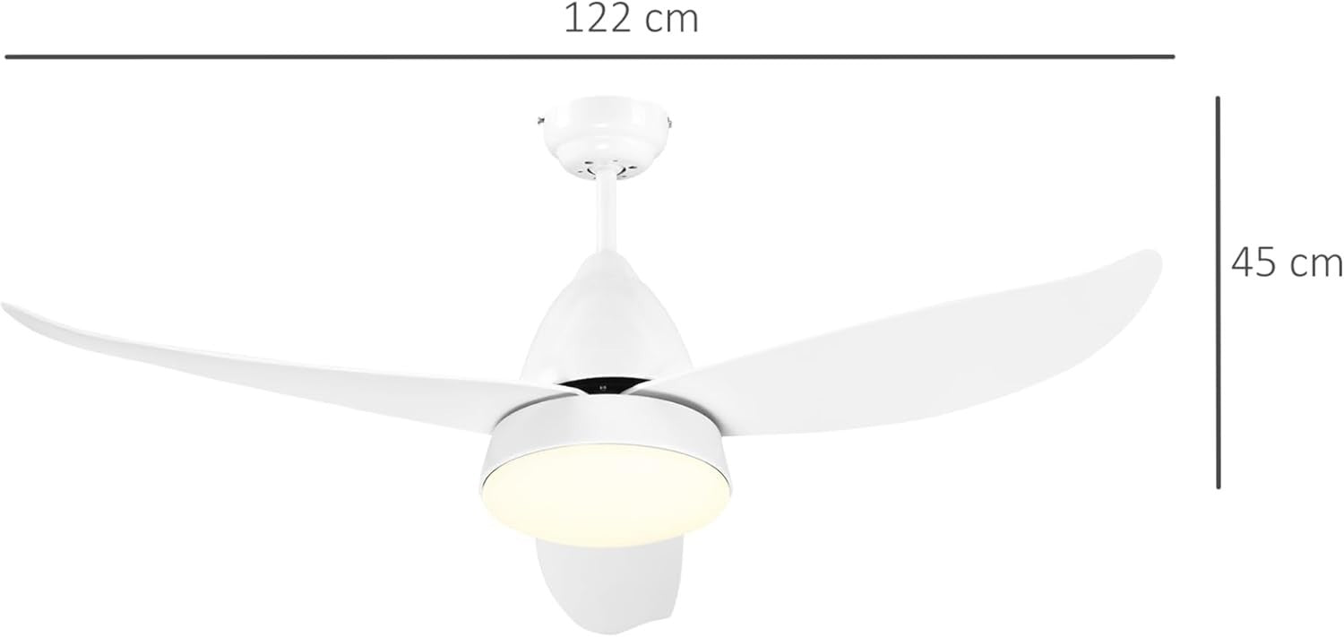3-Blade Reversible Ceiling Fan with LED Light, 6-Speed, Remote, Timer