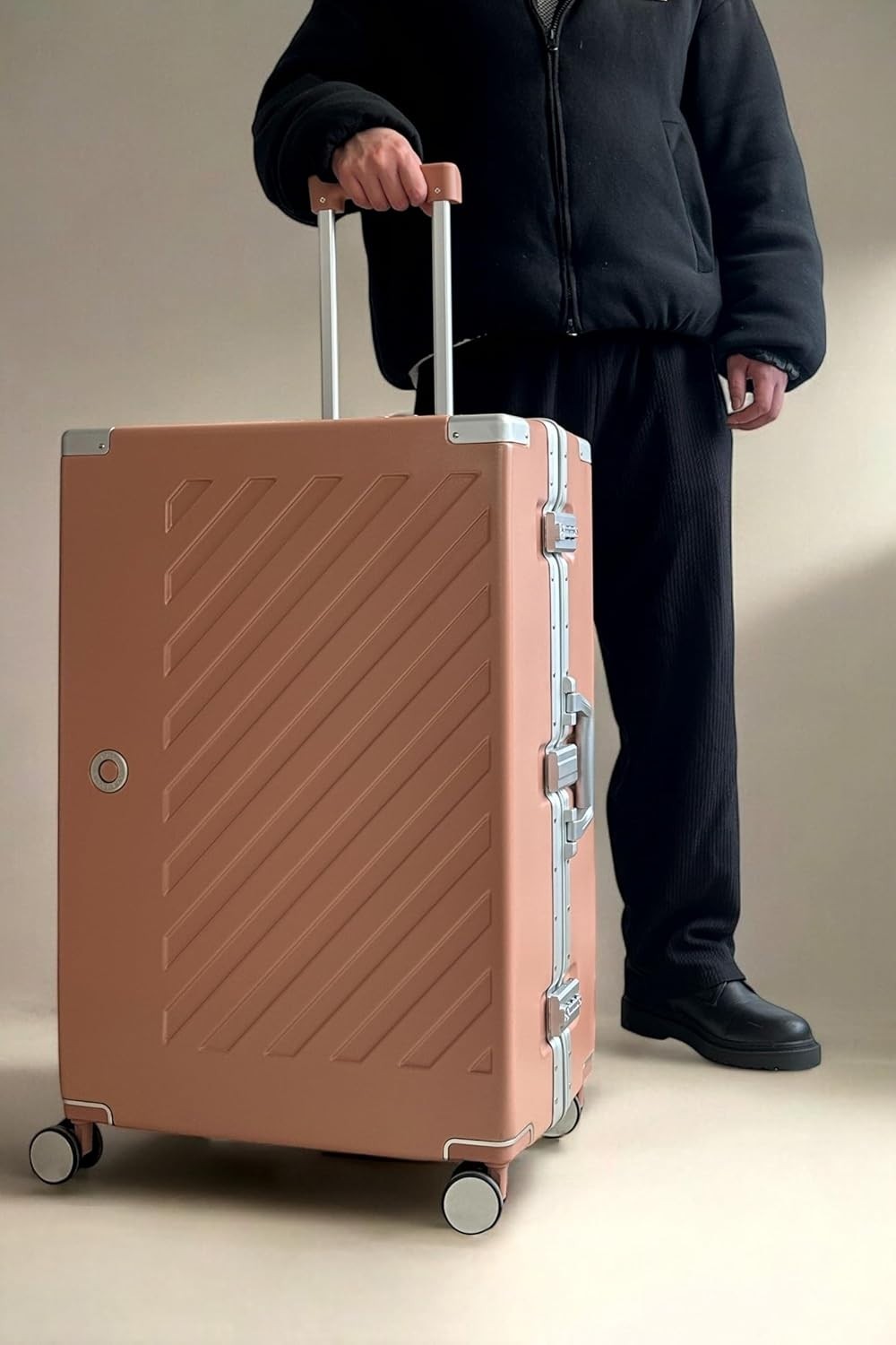 Large Zipperless Polycarbonate Suitcase Dual TSA Locks Spinner Wheels Pink