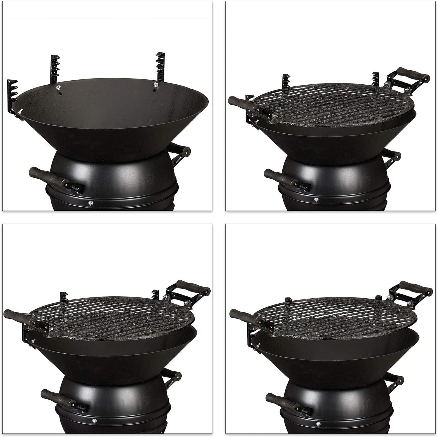 Cast Iron Charcoal BBQ Grill – Adjustable Height Portable Outdoor Barbecue