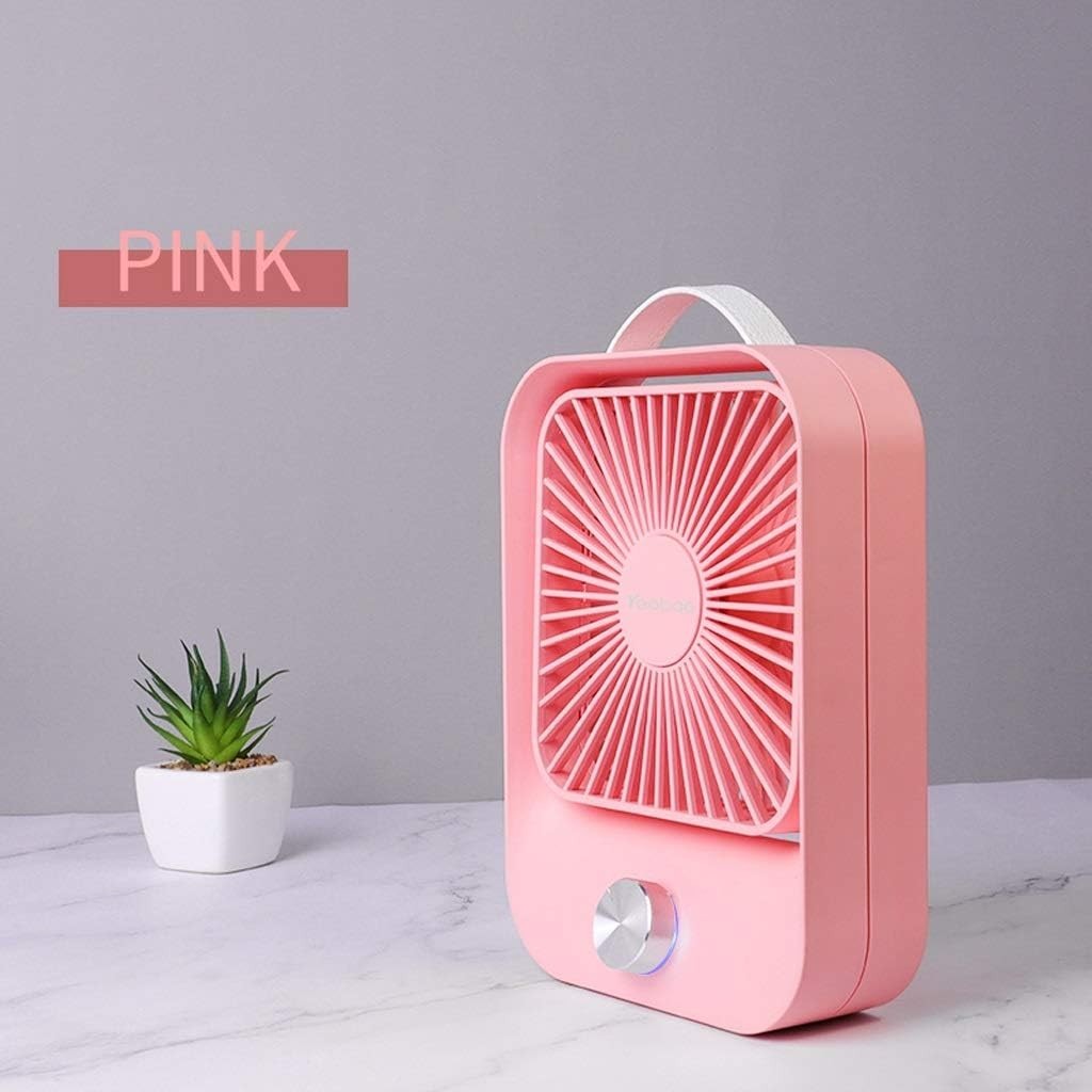 USB Handheld Desk Fan 60° Rotating Silent Mini Portable Fan Rechargeable Pink