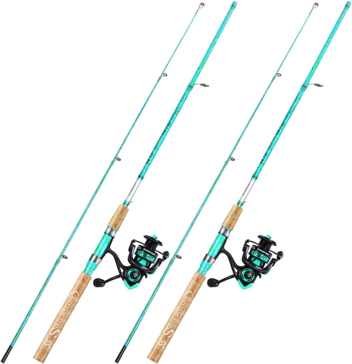 2 Pack Spinning Fishing Rod & Reel Combo 5'6" Carbon
