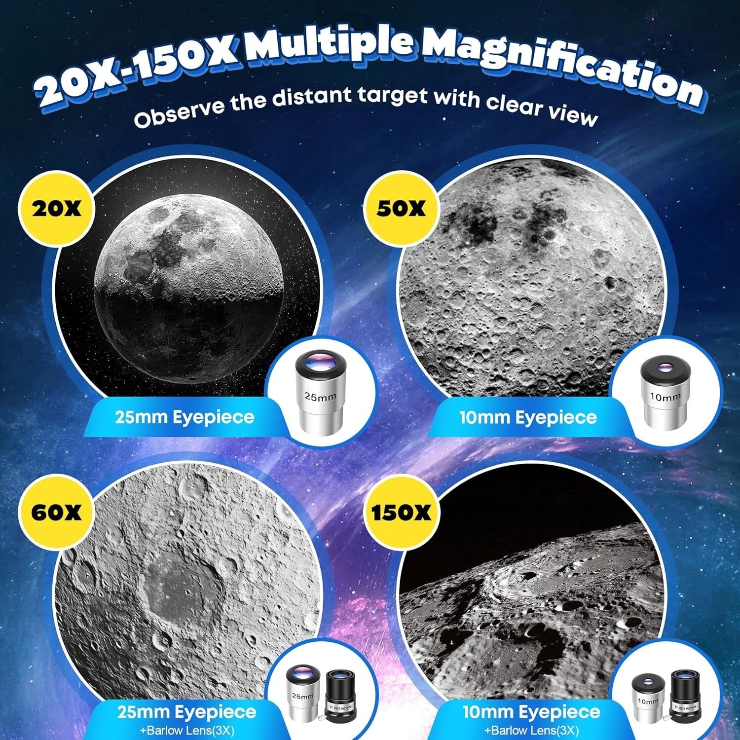 80mm Aperture 500mm Refractor Telescope with Phone Adapter & Stickers – White