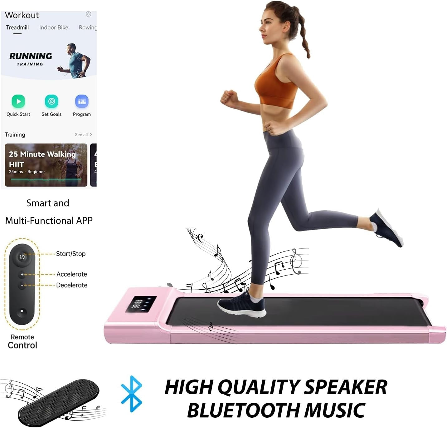 Under Desk Treadmill 1-12km/h Quiet Walking Running Pad w/ Bluetooth & Remote