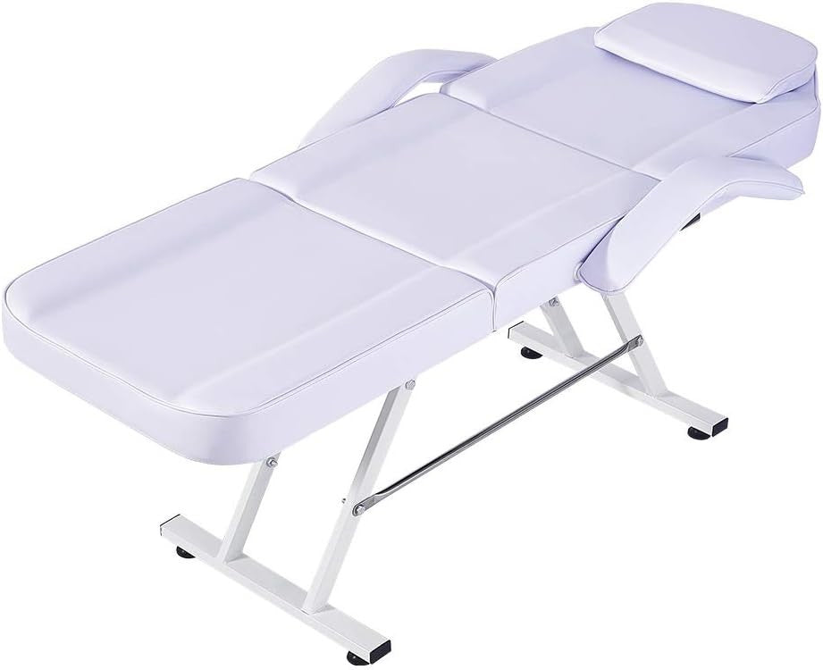 Reclining Beauty Bed Massage Table Adjustable Salon Spa Tattoo Chair Set White