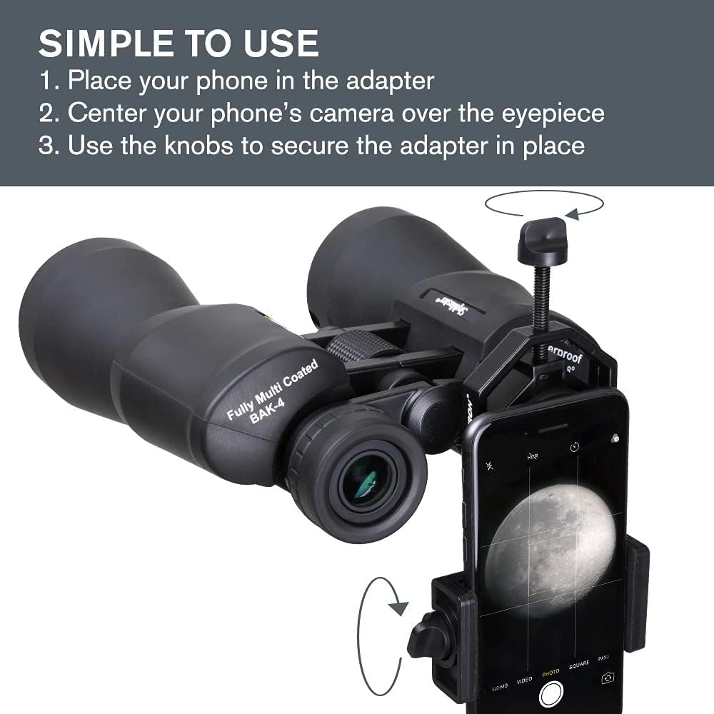 8x42 Waterproof HD Binoculars with Smartphone Adapter for Travel & Birding