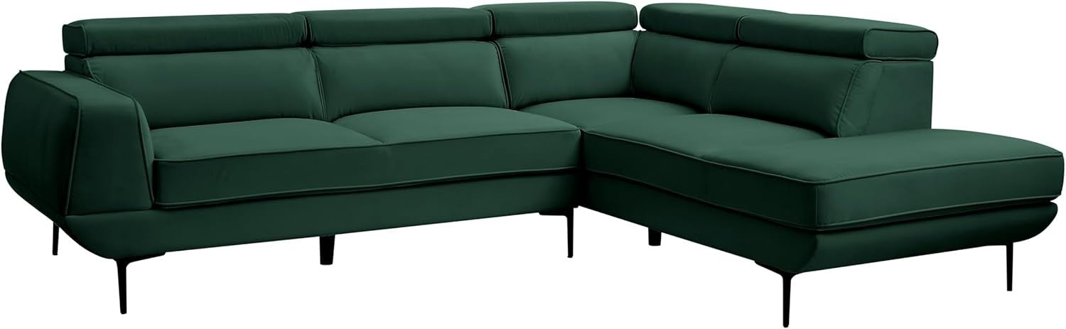 5 Seater L-Shaped Velvet Sofa with Adjustable Headrests & Metal Legs